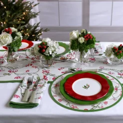 New LINEN Norelle Napkins 20 x 20 Set of 4 (Green and Red Floral) Gifts Under $50|Gifts Under $99