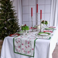 Clearance LINEN Norelle Runner 108 x 18 (Green and Red Floral) Table Runners|Gifts For The Entertainer
