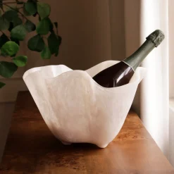 Hot RESIN Alabaster Ice Bucket White Swirl Resin|RESIN Alabaster