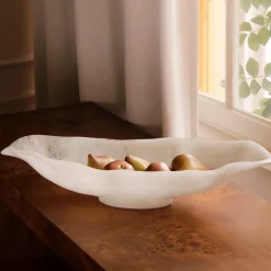 Hot RESIN Alabaster Medium Oval Bowl White Swirl Resin|RESIN Alabaster