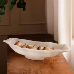 Hot RESIN Alabaster Medium Oval Bowl White Swirl Resin|RESIN Alabaster