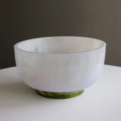 New RESIN Rio Large Bowl with Base (White and Green) Resin|RESIN Rio