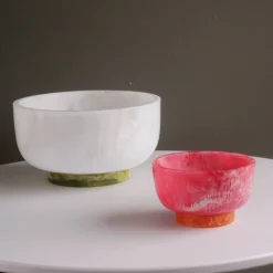 New RESIN Rio Large Bowl with Base (White and Green) Resin|RESIN Rio