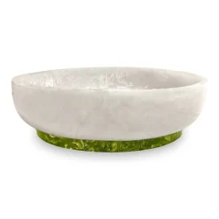 Outlet RESIN Rio Large Oval Bowl with Base (White and Green) Resin|RESIN Rio