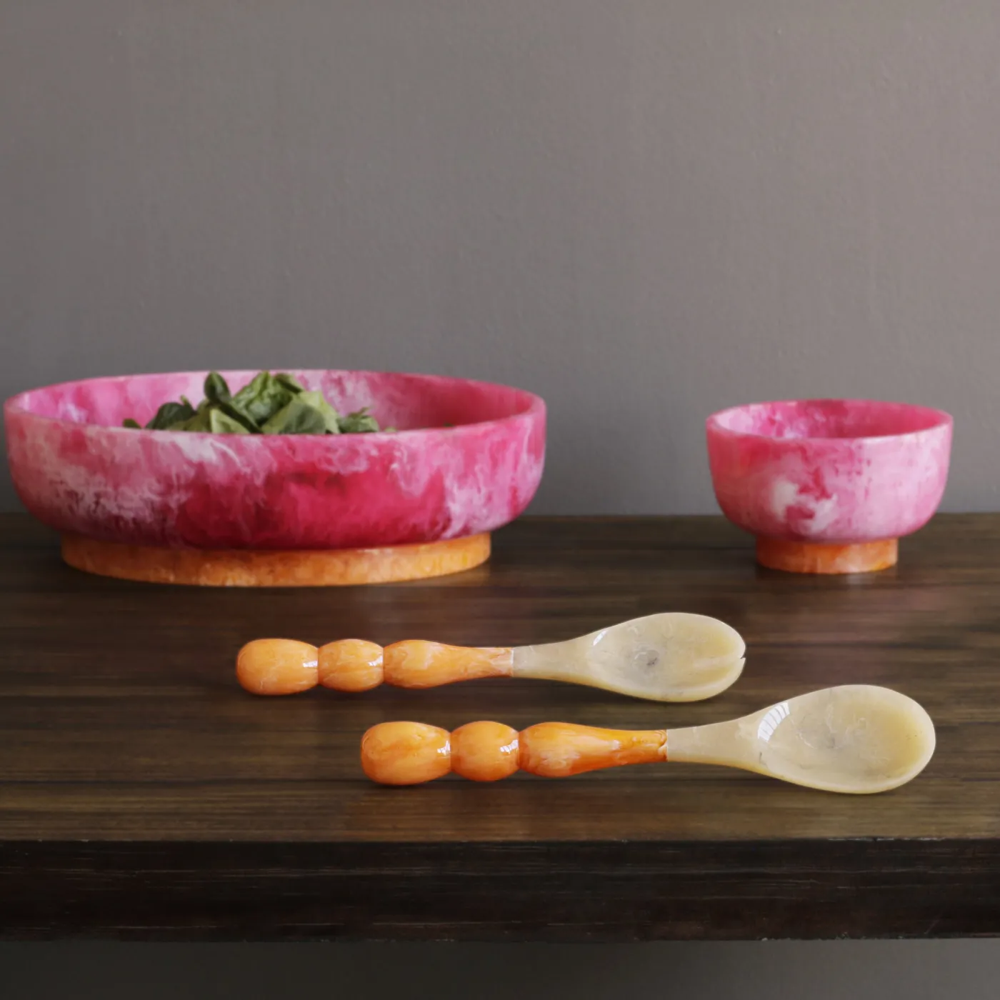 Clearance RESIN Rio Large Oval Bowl with Base (Pink and Orange) Resin|RESIN Rio