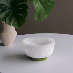 Hot RESIN Rio Small Bowl with Base (White and Green) Resin|RESIN Rio