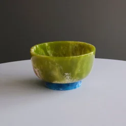 Clearance RESIN Rio Small Bowl with Base (Green and Blue) Resin|RESIN Rio
