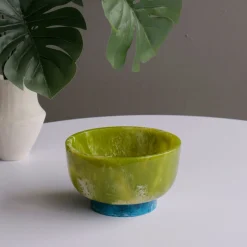 Clearance RESIN Rio Small Bowl with Base (Green and Blue) Resin|RESIN Rio
