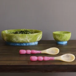 Clearance RESIN Rio Small Bowl with Base (Green and Blue) Resin|RESIN Rio