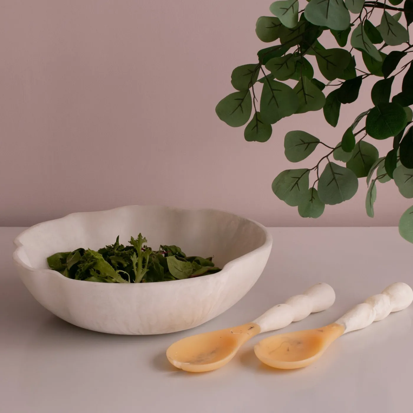 Clearance RESIN Sorbet Salad Servers Coconut Resin|RESIN Sorbet