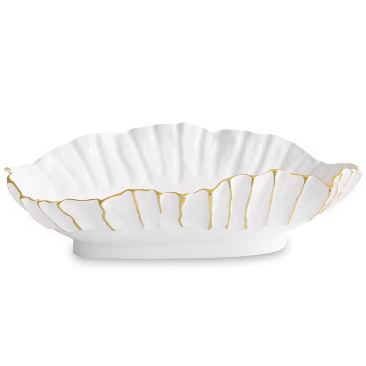 THANNI Mystic Extra Large Oval Bowl (White and Gold) View All Thanni|Bowls
