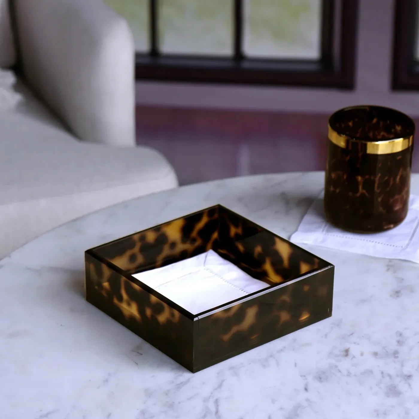 Outlet VIDA Acrylic Tortoise Beverage Napkin Holder View All Vida|Napkin + Guest Towel Boxes