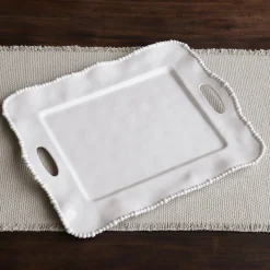 New VIDA Alegria Rectangular Tray with Handles White View All Vida|VIDA Alegria