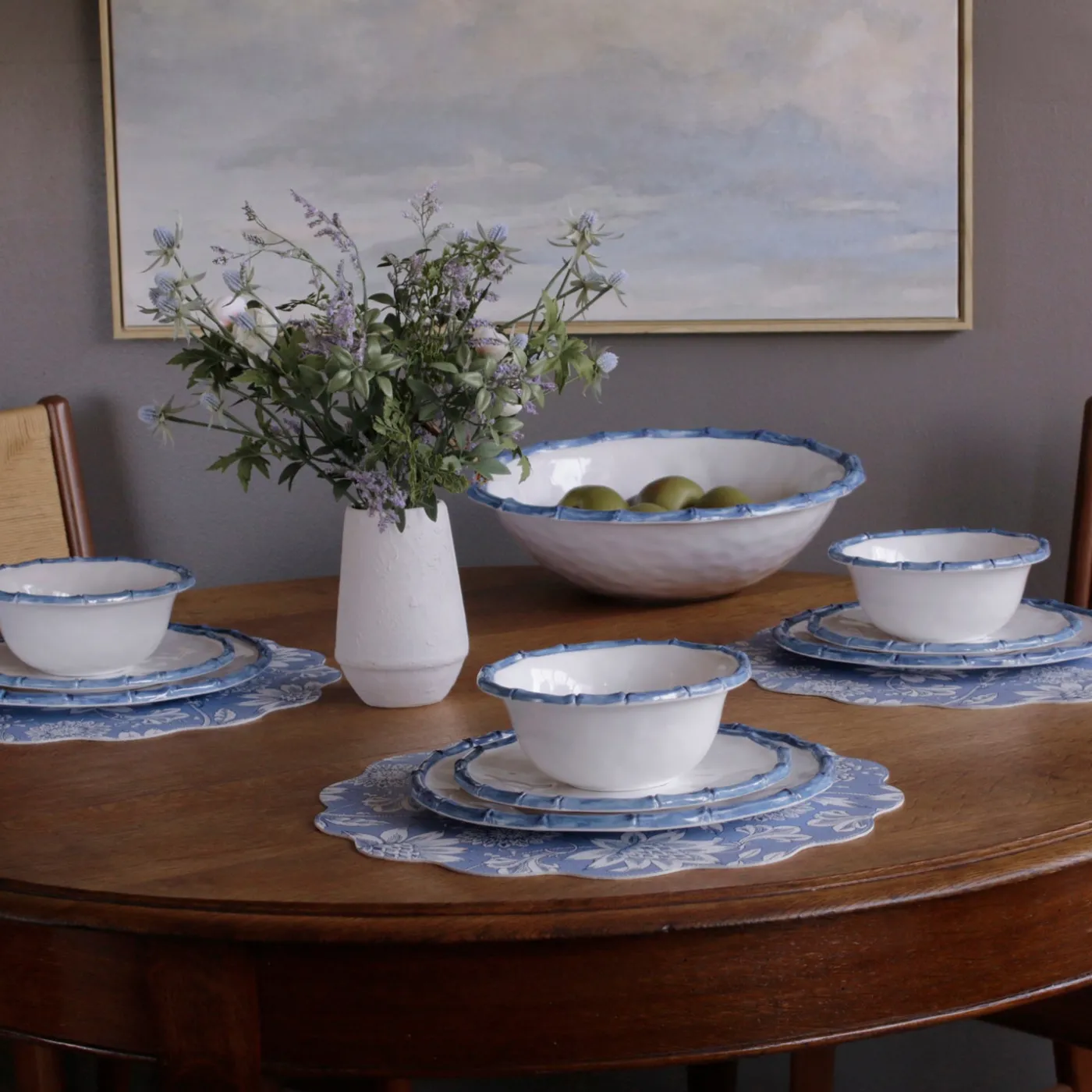 Outlet VIDA Bamboo 7.5" Cereal Bowl Set of 4 (White and Blue) GARDEN Bamboo|View All Vida