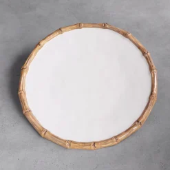 Hot VIDA Bamboo 13" Charger Set of 4 (White and Natural) View All Vida|VIDA Bamboo