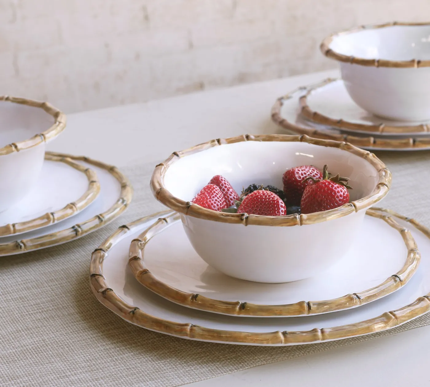 Sale VIDA Bamboo 11" Dinner Plate Set of 4 (White and Natural) GARDEN Bamboo|View All Vida