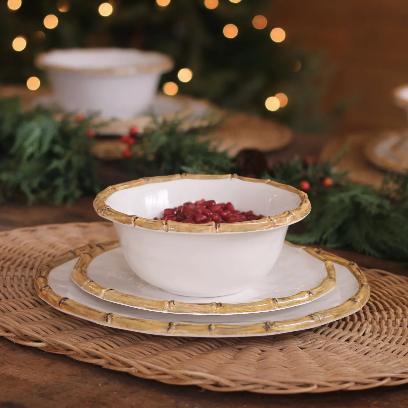 Sale VIDA Bamboo 11" Dinner Plate Set of 4 (White and Natural) GARDEN Bamboo|View All Vida