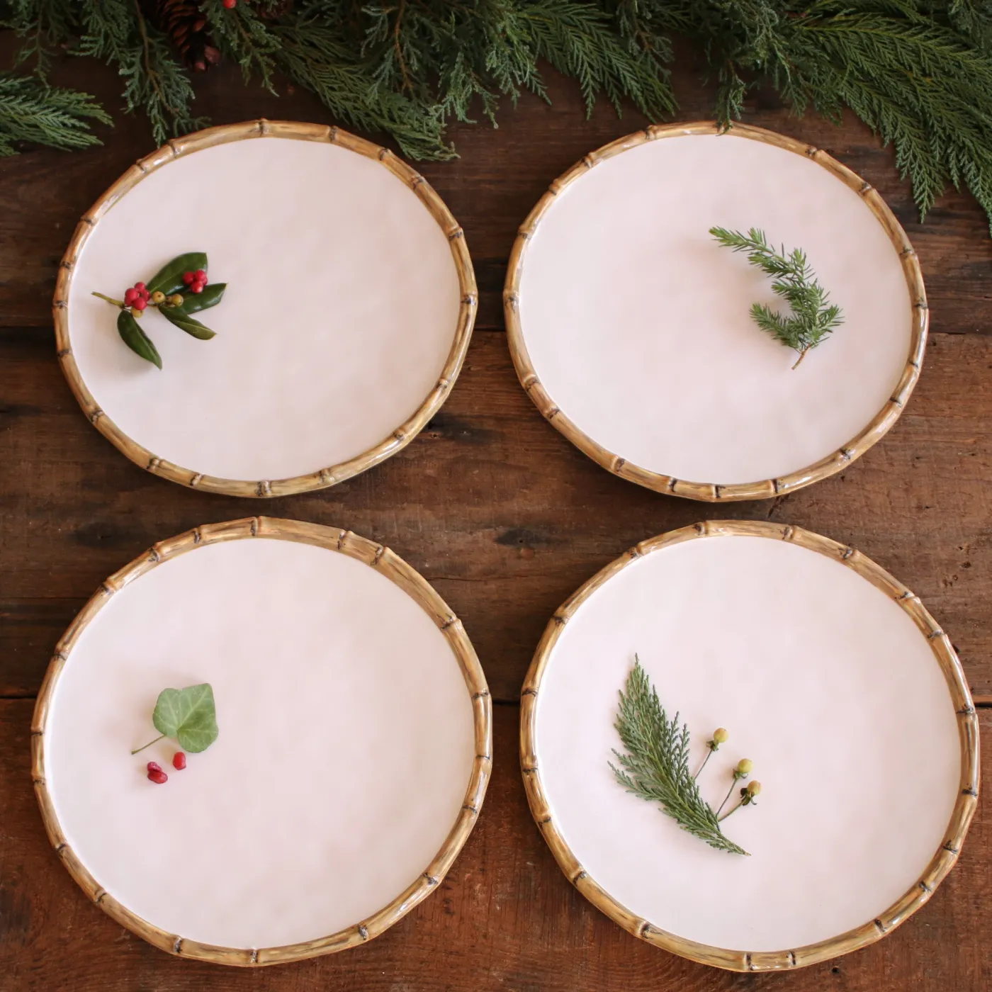 Sale VIDA Bamboo 11" Dinner Plate Set of 4 (White and Natural) GARDEN Bamboo|View All Vida