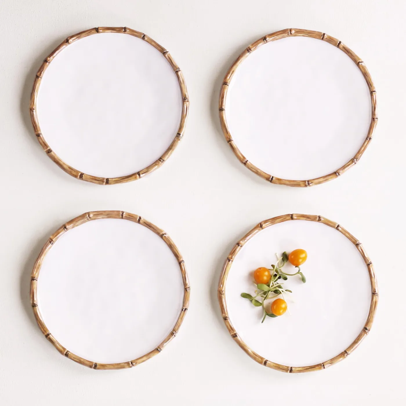 Discount VIDA Bamboo 9" Salad Plate Set of 4 (White and Natural) GARDEN Bamboo|View All Vida