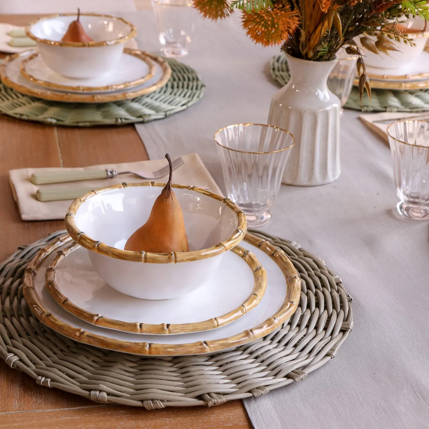 Discount VIDA Bamboo 9" Salad Plate Set of 4 (White and Natural) GARDEN Bamboo|View All Vida