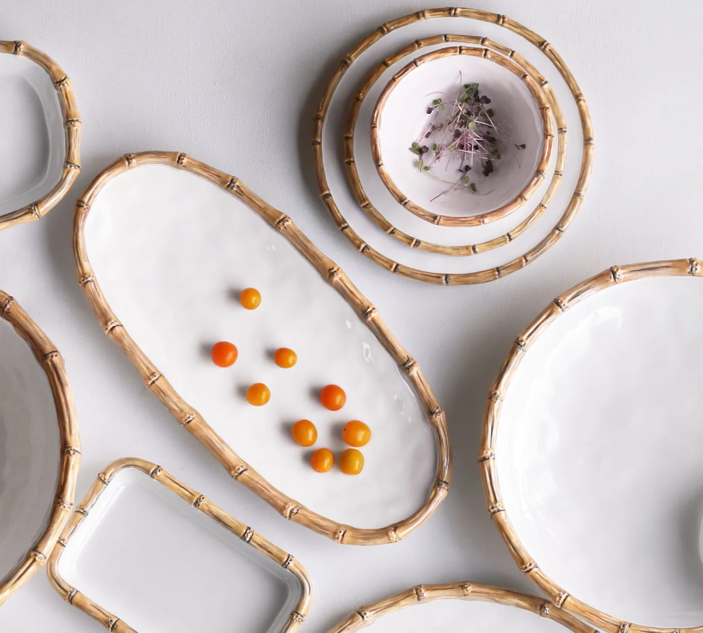 Discount VIDA Bamboo 9" Salad Plate Set of 4 (White and Natural) GARDEN Bamboo|View All Vida