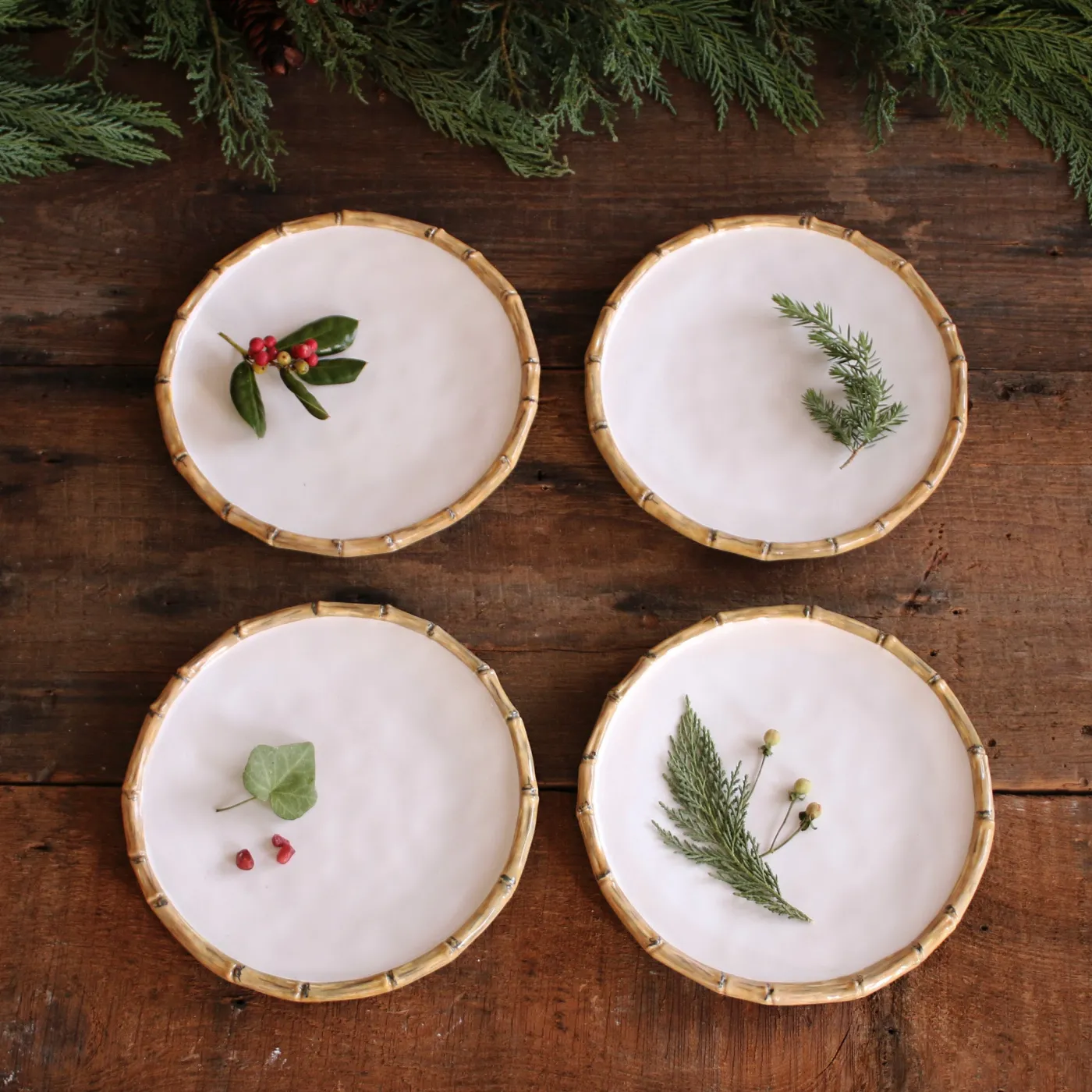 Discount VIDA Bamboo 9" Salad Plate Set of 4 (White and Natural) GARDEN Bamboo|View All Vida