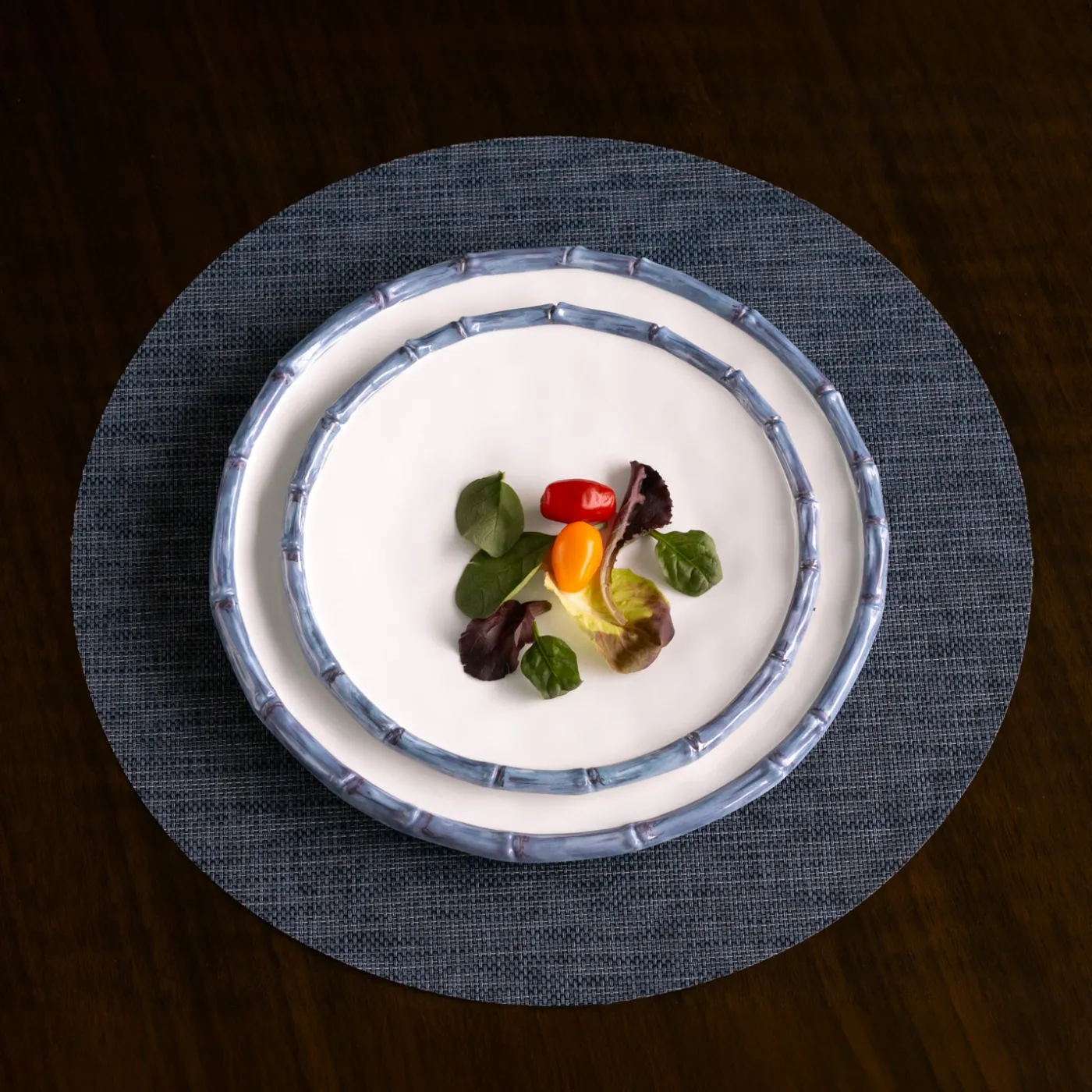 Outlet VIDA Bamboo 9" Salad Plate Set of 4 (White and Blue) GARDEN Bamboo|View All Vida