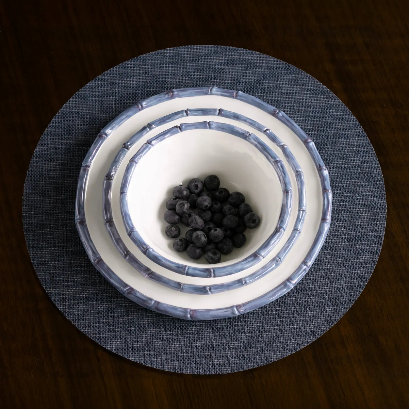 Outlet VIDA Bamboo 9" Salad Plate Set of 4 (White and Blue) GARDEN Bamboo|View All Vida