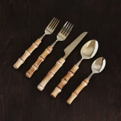 Sale VIDA Bamboo Flatware Set of 5 (Gold and Natural) GARDEN Bamboo|View All Vida