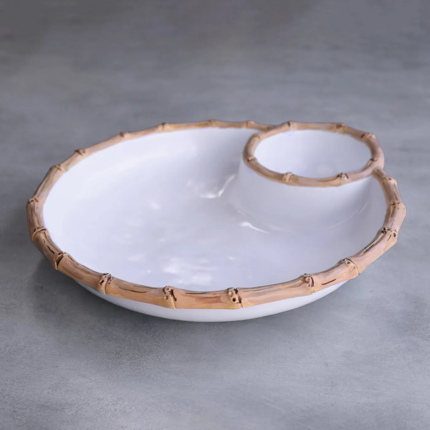 Outlet VIDA Bamboo Large Chip & Dip Bowl (White and Natural) GARDEN Bamboo|View All Vida