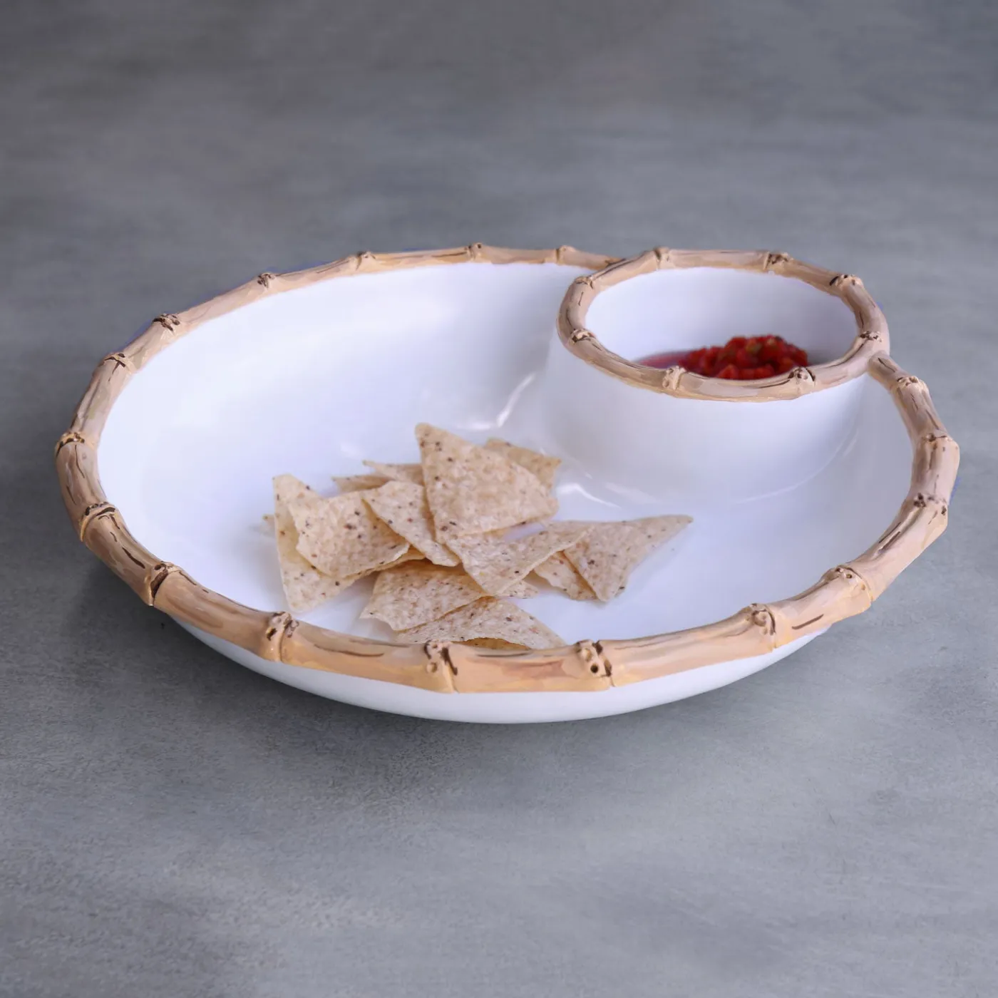 Outlet VIDA Bamboo Large Chip & Dip Bowl (White and Natural) GARDEN Bamboo|View All Vida