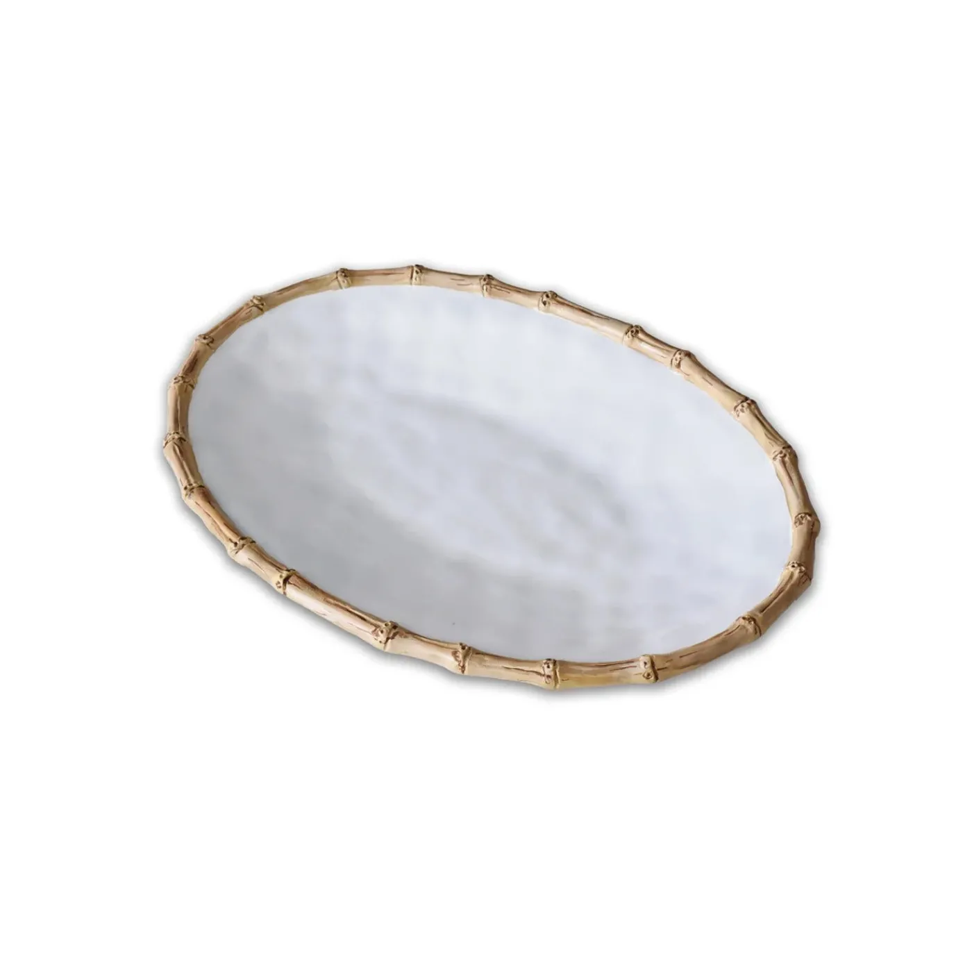 Clearance VIDA Bamboo Large Oval Platter (White and Natural) GARDEN Bamboo|View All Vida
