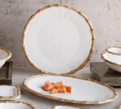 Clearance VIDA Bamboo Large Oval Platter (White and Natural) GARDEN Bamboo|View All Vida