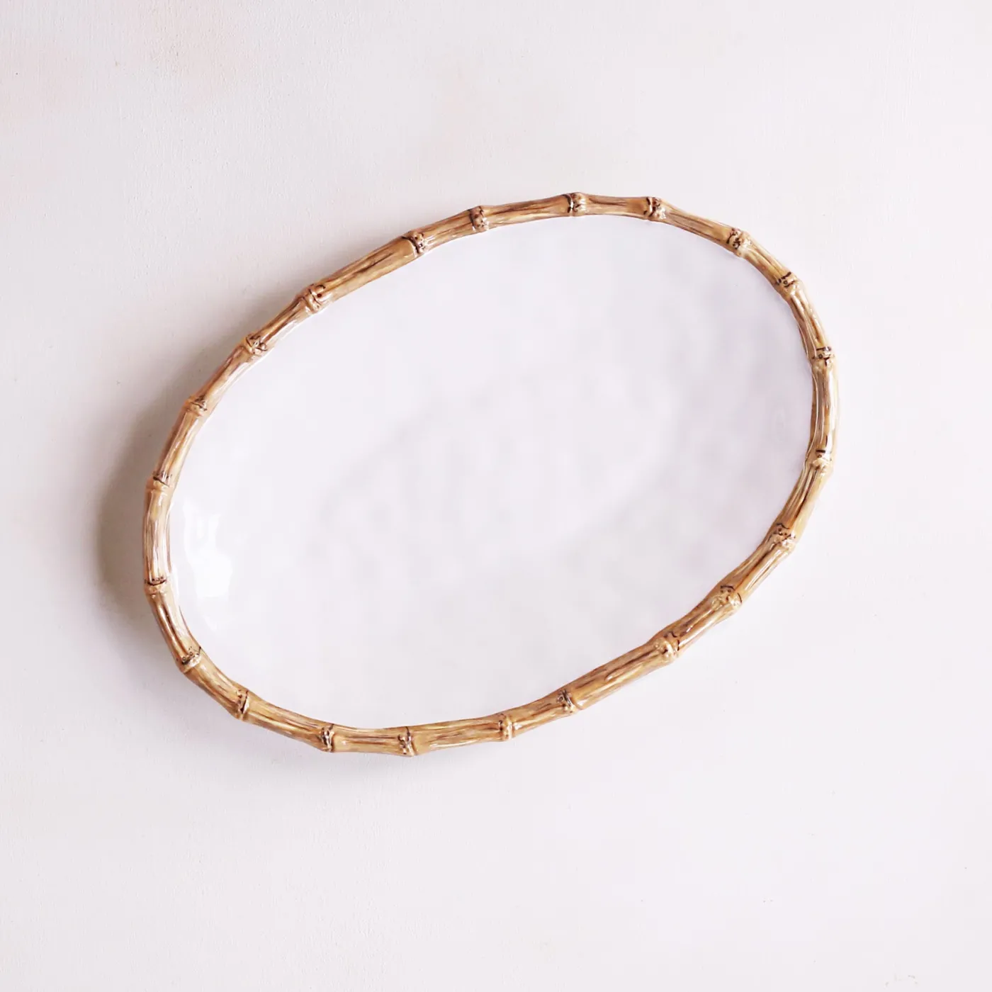 Clearance VIDA Bamboo Large Oval Platter (White and Natural) GARDEN Bamboo|View All Vida