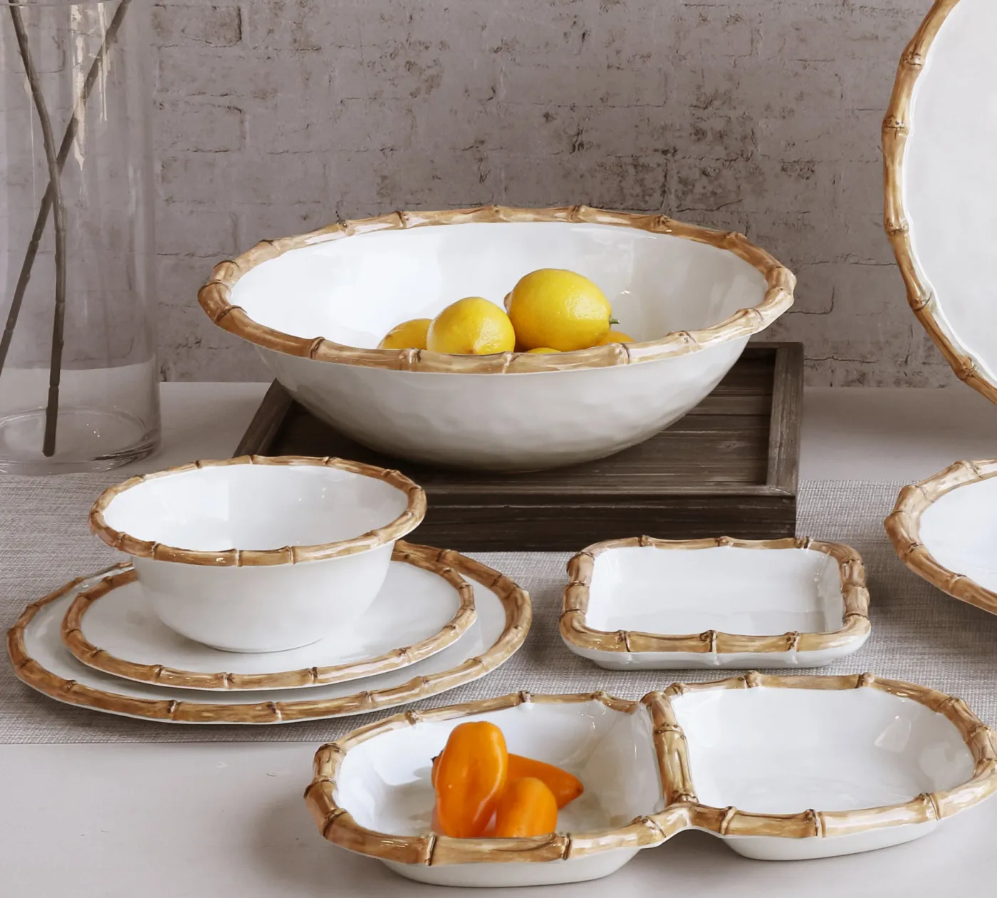 New VIDA Bamboo Large Salad Bowl (White and Natural) GARDEN Bamboo|View All Vida