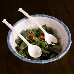 Clearance VIDA Bamboo Large Salad Bowl (White and Blue) GARDEN Bamboo|View All Vida