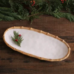 Discount VIDA Bamboo Medium Oval Platter (White and Natural) GARDEN Bamboo|View All Vida