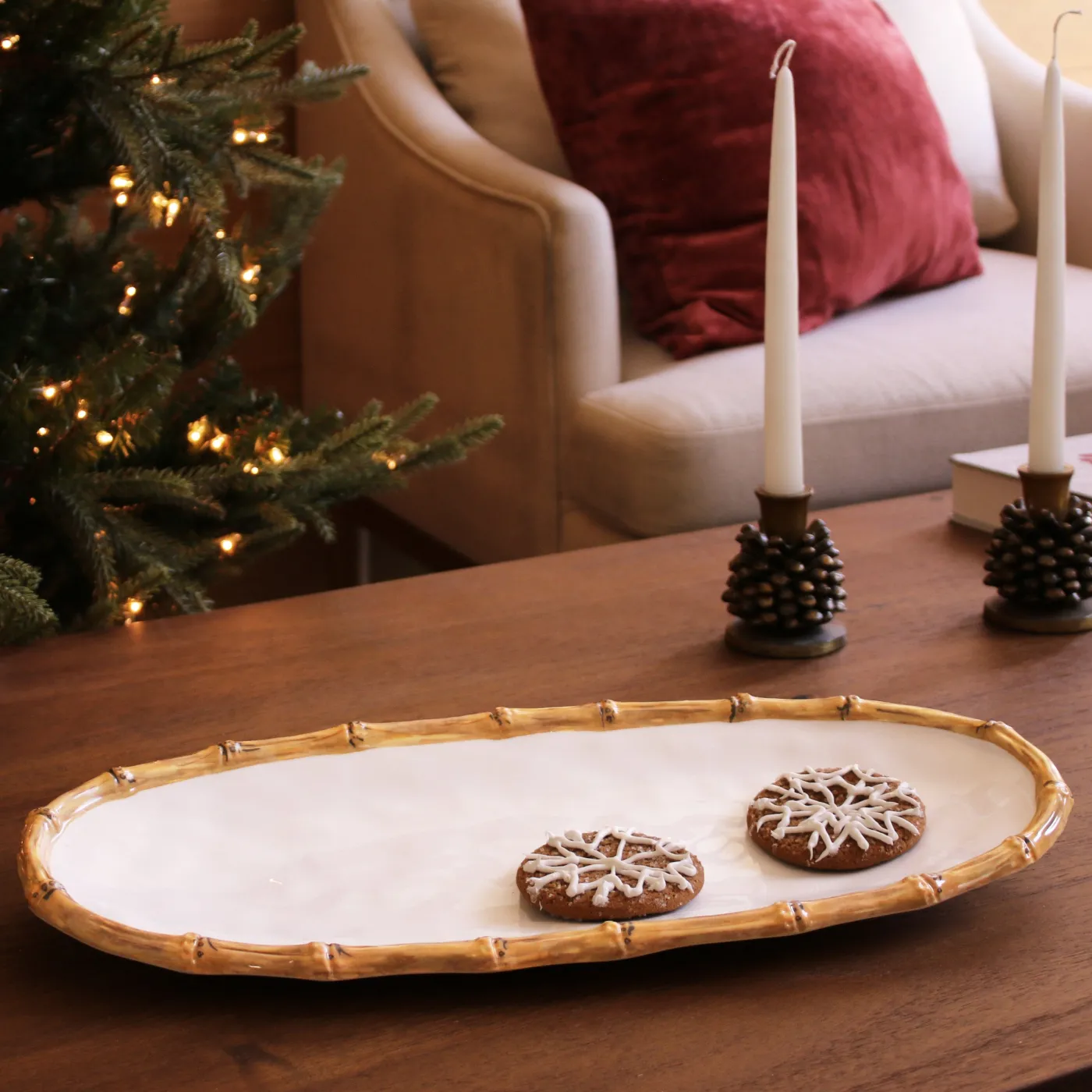 Discount VIDA Bamboo Medium Oval Platter (White and Natural) GARDEN Bamboo|View All Vida