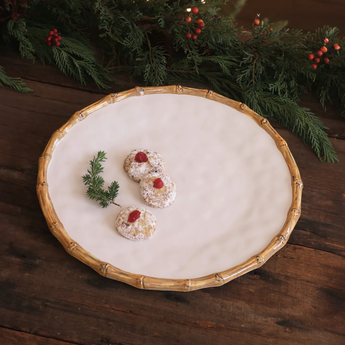 New VIDA Bamboo Round Platter (White and Natural) GARDEN Bamboo|View All Vida