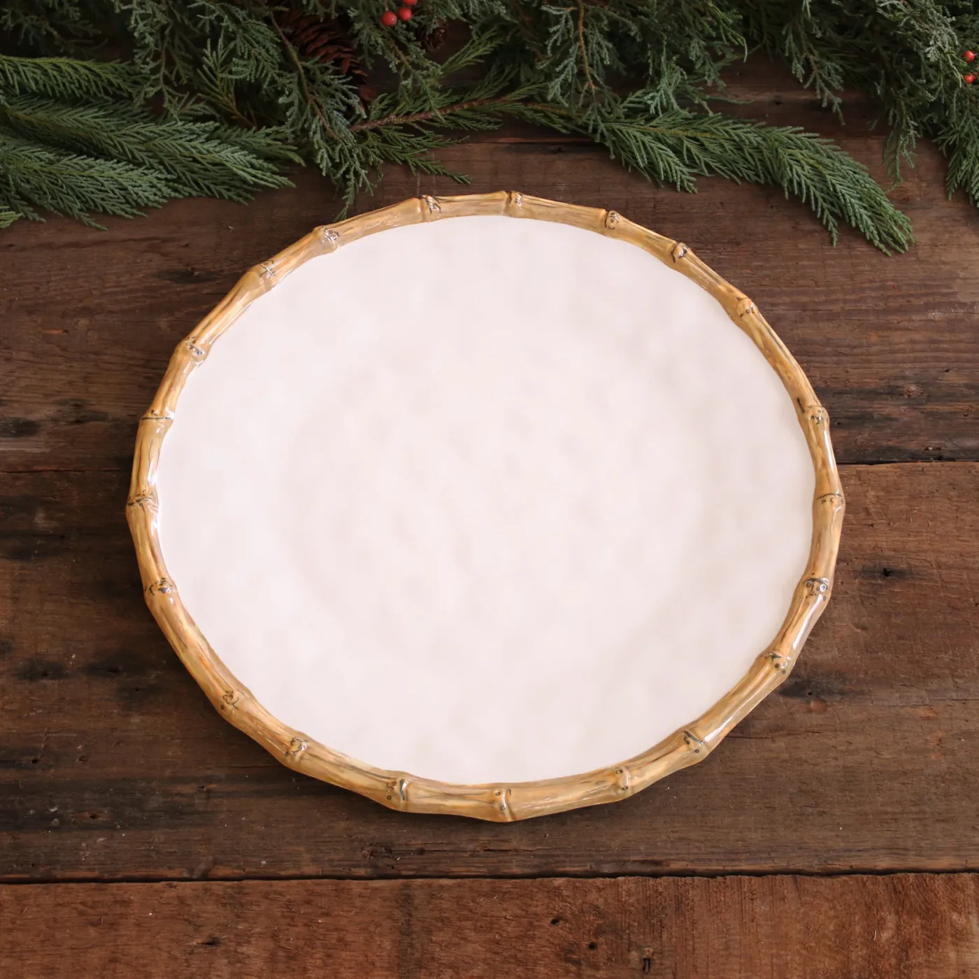 New VIDA Bamboo Round Platter (White and Natural) GARDEN Bamboo|View All Vida