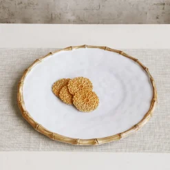 New VIDA Bamboo Round Platter (White and Natural) GARDEN Bamboo|View All Vida
