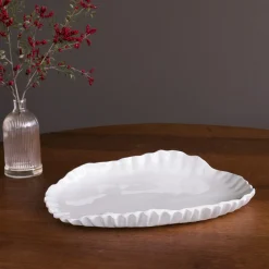Sale VIDA Bloom Pinched Large Oval Platter (White) View All Vida|Platters