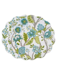 Online VIDA Blooms & Branches Reversible Round Placemats Set of 4 Teal & Gree View All Vida|VIDA Bloom
