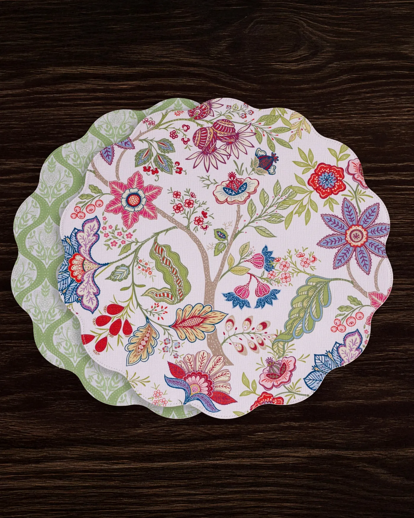 Discount VIDA Blooms & Branches Reversible Round Placemats Set of 4 Periwinkle View All Vida|VIDA Bloom
