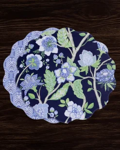 Best VIDA Blooms & Branches Reversible Round Placemats Set of 4 Navy & Gree View All Vida|VIDA Bloom