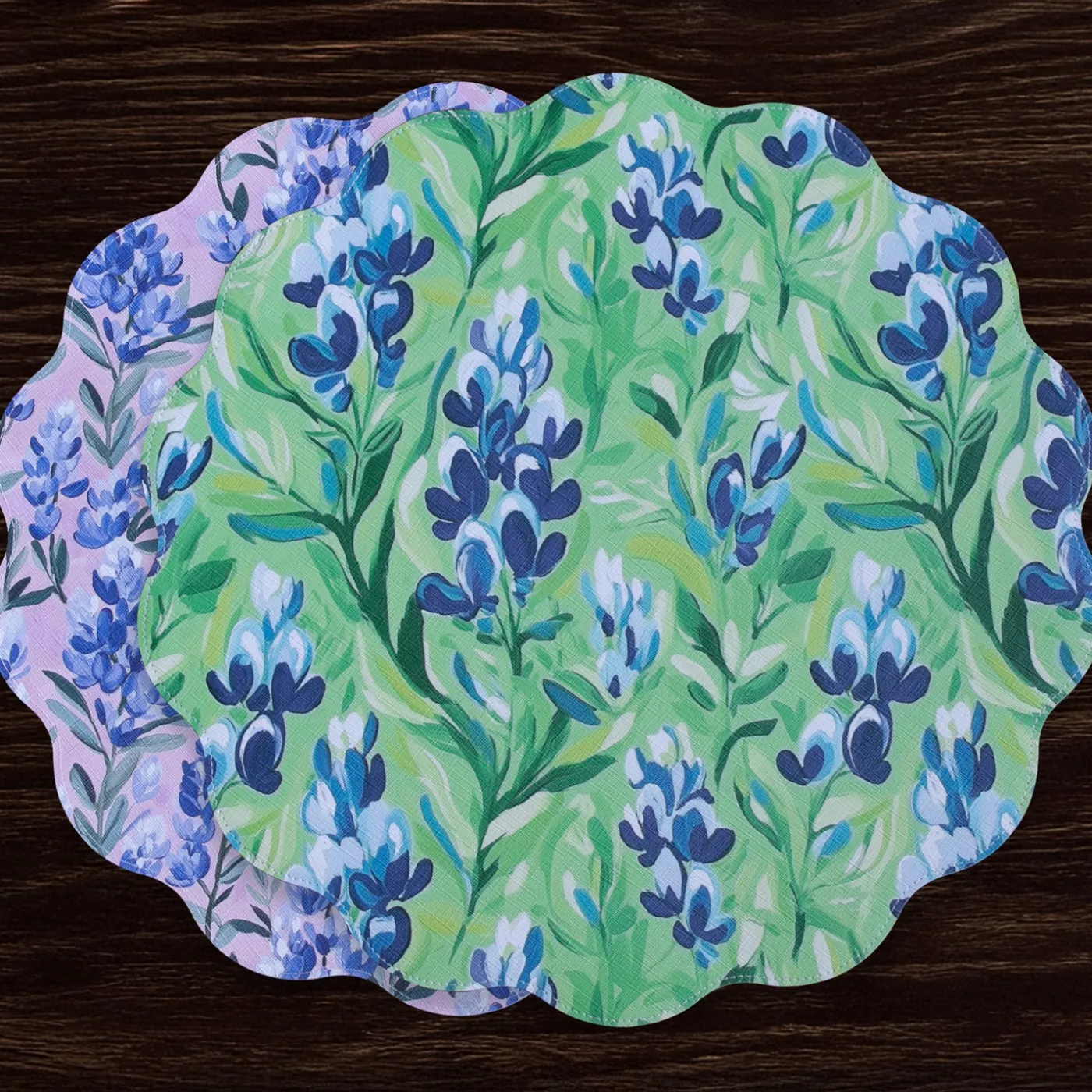 Best VIDA Bluebells & Flowers Reversible Round Placemats Set of 4 (Pink & G View All Vida|Placemats
