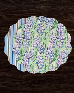 Hot VIDA Bluebonnet & Stripes Reversible Round Placemats Set of 4 Blue & G View All Vida|VIDA Bloom