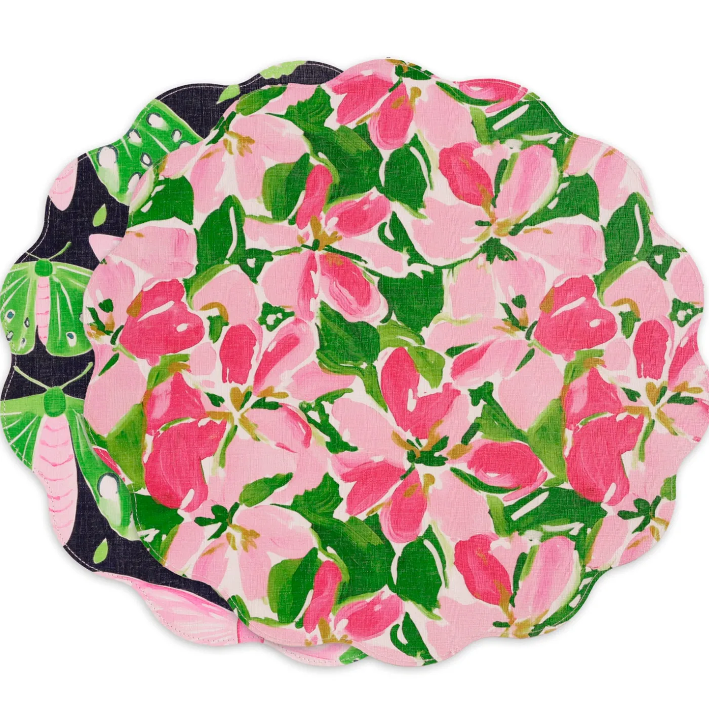 Sale VIDA Butterflies & Flowers Reversible Round Placemats Set of 4 (Pink & View All Vida|Placemats