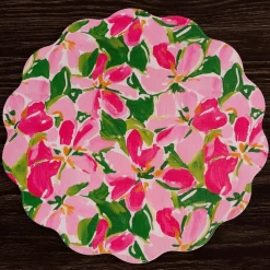 Sale VIDA Butterflies & Flowers Reversible Round Placemats Set of 4 (Pink & View All Vida|Placemats