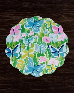 Clearance VIDA Butterfly Garden & Flowers Reversible Round Placemats Set of 4 Pa View All Vida|Placemats